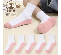 5 paia di calze sportive in cotone misto per bambini/studenti, con blocchi di colore, calze tecniche che assorbono l'umidità, adatte per la scuola, competizioni sportive e uso versatile 10-14Y,1-3Y,4-