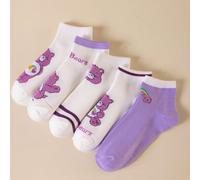 5 paia di calzini a metà polpaccio da donna con motivi di Care Bears, tra cui Orso, Funshine Bear, Wish Bear, Heart Funshine Bear, adatti per uso quotidiano, vacanze, compleanni e altre occasioni 36-3