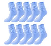 5 paia di calzini colorati da donna, calzini alti alla coscia, morbidi calzini scrunch, reggicalze, blu cielo, Taglia unica
