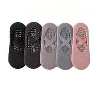 5 Paia Di Calzini Da Sportoutdoor Per Donne, Calzini Da Yoga Con Grip E Fasce Antiscivolo, Ideali Per Pilates, Pure Barre, Ballet, Danza, Allenamento A Piedi Nudi Tagli UnicaTessuto in maglia