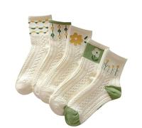 5 Paia di Calzini Femminili con Motivo Floreale a Metà Polpaccio, Resistenti, Moda - Accessori di Abbigliamento