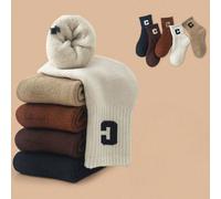 5 paia di calzini in spugna spessi per bambini con stampa a lettere, mantengono caldi e sono foderati termicamente, lunghezza polpaccio media, calzini guanto per bambini 8-12Y,0-6M,6-12M,1-2Y,2-3Y,12-