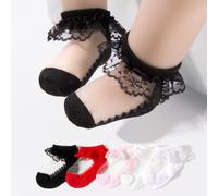 5 paia di calzini in tulle e pizzo per bambine, alla moda e carini, stile principessa, adatti per vestiti e uso quotidiano, ottimi anche come regalo 1-2Y,3-12M,Confezione di prova da 1 paio - 6-12 mes