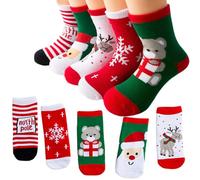 5 paia di calzini invernali in spugna addensati per neonati e ragazzi 0-3 anni calzini termici per bambini per bambini con clima freddo calzini natalizi neonati caldi caldi calzini di Babbo Natale per