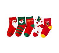 5 paia di calzini natalizi per bambini, calzini da ragazza, Babbo Natale Xmas Tree Pattern Colourful Funny Cotton Soft Warm Socks 46Y calzini divertenti da donna 35-38, a, L