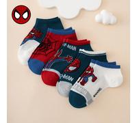 5 paia di calzini per bambini della serie Marvel Spider-Man, con motivo a lettere e cartoni animati, calzini sportivi adatti per tutte le stagioni, taglia europea e americana, comodi, traspiranti e du