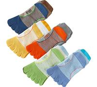 5 paia di calzini sportivi per bambini calzini in cotone a cinque dita calzini traspiranti alla caviglia 3-7 anni, Colori assortiti, 7-12 Anni