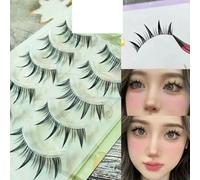 5 paia di ciglia finte naturali, lunghe, a forma di occhio di gatto, per cosplay, trucco incrociato, ciglia finte fatte a mano