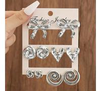 5 paia di nuovi orecchini a perno con elementi a fiocco, a cuore, a spirale, in materiale in resina ABS, adatti come regalo di gioielli per famiglia e amici, adatti per uso quotidiano, regalo per la f
