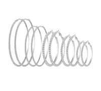 5 paia di orecchini a cerchio grandi alla moda, orecchini a cerchio con zirconi, orecchini personalizzati popolari, orecchini rotondi da donna (3/4/5/6/8 cm), Lega di acciaio