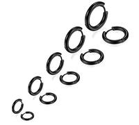 5 Paia Orecchini a Cerchio per Uomo Donna in Acciaio Inossidabile, Orecchini Uomo Cerchio, Orecchini Donna Piccoli, Orecchini Cerchio Uomo Donna, Gioielli Orecchini Nero Uomo Maschili Donna 8MM-16MM