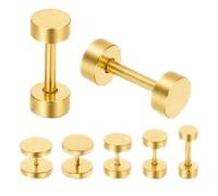 5 Paia Orecchini da Uomo e Donna in Acciaio Inossidabile Finto Plug Oro 4mm/6mm/8mm/10mm/12mm