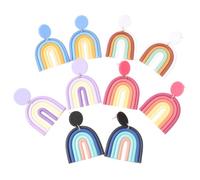 5 Paia Rainbow Ear Dangler Earrings For Women Vintage Soft Clay Jewelry Cute And Eye Catching Ear Decor For