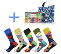 5 Paio Checker Plaid Jigsaw Righe Mix Modello Lungo Calzini Unisex Moda Casual