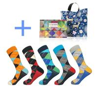 5 Paio Checker Plaid Jigsaw Righe Mix Modello Lungo Calzini Unisex Moda Casual