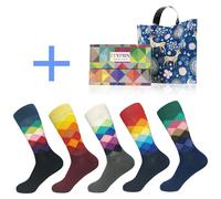 5 Paio Checker Plaid Jigsaw Righe Mix Modello Lungo Calzini Unisex Moda Casual