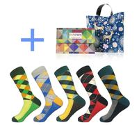 5 Paio Checker Plaid Jigsaw Righe Mix Modello Lungo Calzini Unisex Moda Casual