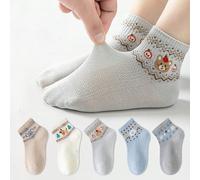 5 Pairs Kids/ Bren cartoni animati Dog, Bear, Elephant, Letter, Heart, Christmas Tree Mid-Calf Socks, Morbidi, Sottili, in Rete, Adatti per Estate, Primavera, Autunno, Stile Ins, Possono Match con sca
