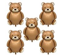 5 palloncini con orso bruno, palloncini con animali, simpatici palloncini, palloncini creativi, palloncini per bambini, palloncini divertenti, palloncini decorativi, decorazioni per feste a tema