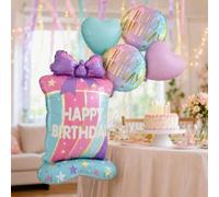 5 palloncini di buon compleanno, decorazioni per feste a forma di cuore in | Il set di 5 palloncini in lamina color pastello crea un display di compleanno coordinato per tavoli da torte