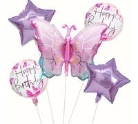 [5 palloncini rosa a forma di farfalla in alluminio] 32 pollici grandi decorazioni per feste di compleanno baby centennial/matrimonio/festa di compleanno della ragazza decorazione cartone animato a