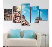 5 pannelli da parete stampe su tela Figura Di Buddha Dell'alba ,Quadro Multipannello su Tela 5 Pezzi,quadro moderno 5 pezzi in legno vogue,Tela Decorativa per Soggiorno Stanza da Letto 100x55cm