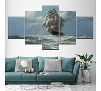 5 pannelli da parete stampe su tela Vecchio veliero dipinto immagine,Quadro Multipannello su Tela 5 Pezzi,quadro moderno 5 pezzi in legno vogue,Tela Decorativa per Soggiorno Stanza da Letto 100x55cm