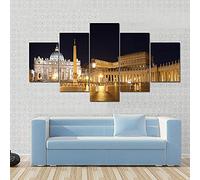 5 Pannelli Modulari Moderna Stampate Decorazioni Piazza San Pietro Notte Vaticano Poster Stampa Artistica Parete Motivo Vogue Quadro Legno