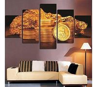 5 Pannelli Su Tela Quadro Su Tela Tesoro Di Monete D'Oro 100 X 50 Cm 5 Pezzi Quadri Stampa Pannello Pittura Immagini Moderni Murale Arte Moderna Foto Decorazione Da Parete -5H1D+U0K-4S7V4E4B6N1V5D0J3Z