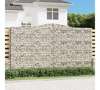 5 Pcs Arc Gabion Baskets 400x50x220/240 cm Galvanized Steel Garden Barrier, Decorative Windbreak & Soundproof Fence for Outdoor Patio Yard Landscaping
