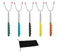 5 Pcs Brochettes pour Barbecue, Forchettone Barbecue, Spiedini per Marshmallow Telescopici 31-115cm, Forchette da Barbecue in Acciaio Inox Allungabili per Salsicce e Hot Dog, per Campeggio e Falò