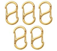 5 pcs chiusure per collane, chiusure per braccialetti, chiusure a moschettone con doppia apertura, accorciatori in acciaio inox, chiusure in metallo, fermagli per collane, fascette (Oro)