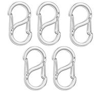5 pcs chiusure per collane, chiusure per braccialetti, chiusure a moschettone con doppia apertura, accorciatori in acciaio inox, chiusure in metallo, fermagli per collane, fascette (argento)