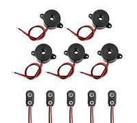 5 Pcs DC 3-24V 85dB Allarme sonoro elettronico buzzer Allarme Elettronico Cicalino con Allarme Acustico Sistema continuo suono intermittente, nero 23 x 10 mm