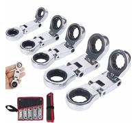 5 Pcs Dual-Drive Nano Flex-Head Pocket Ratchet,3/4“ Inch Retractable Ratchets Wrenches Set,Foldable Stubby Wrenches,for Auto Repair, Narrow Spaces and Home DIY