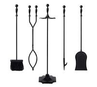 5 PCS Fireplace Tools Set with Handles Modern Fire Place Accessories Tools Holder for Outdoor Indoor Chimney Hearth Stove Firepit