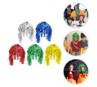 5 Pcs Foil Tinsel Wigs for Halloween and Christmas Parties Parrucche Colorate