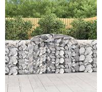 5 Pcs Galvanized Steel Gabion Baskets Arc Shape 300x50x100/120 cm for Garden Barrier, Decorative Windbreak & Rock Fence, Heavy Duty Wire Mesh with Hooks, Easy Assembly, Outdoor Landscape Design