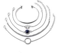 5 Pcs Layered Bracelet Set Lotus Flower Chain Bracelet Adjustable Charm Stackable Wrap Bangle Practical design