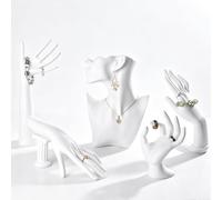 5 PCS Resin Jewelry Mannequin Display Set,Necklace Earrings Ring Display