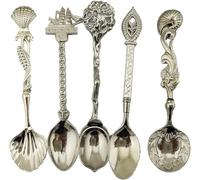 5 Pcs Royal Style Coffee Spoons Carved Dessert Spoons Antique Tea Spoons Decorative Stirring Tablewear for Cake Sugar Ice Cream Nice processing