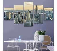 5 Pcs Stampa Su Tela Paesaggio Di Edifici Alti Pittura Quadri Su Tela Poster Arte Muraria Poster Da Parete Camera Da Letto Casa Ufficio Decorazioni (Senza Cornice 150 X 80 Cm)-1J4B+W9G6-2M4N+H5Z4-5Y9
