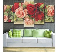 5 Pcs Stampa Su Tela Rose Rosa E Rosse Pittura Quadri Su Tela Poster Arte Muraria Poster Da Parete Camera Da Letto Casa Ufficio Decorazioni 150 X 80 Cm / 59,05 X 39,37 Pollici -4S8S-F4U8-2S1O+K0T7-6C4