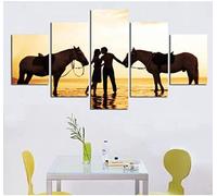 5 Pcs Stampa Su Tela Una Coppia Con Cavallo Animale Pittura Quadri Su Tela Poster Arte Muraria Poster Da Parete Camera Da Letto Casa Ufficio Decorazioni 100 X 50 Cm -7M7D-J7X5-