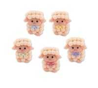 5 Pecore PECORELLE in zucchero piatte - Soggetti di pasqua in zucchero - ANIMALI assortiti 2D - Decorazione per torta e dolci in zucchero - ideali per decorazione torte e colombe di pasqua.