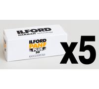 5 Pellicole Ilford PanF Plus 50 120 (Rullino Medio Formato)