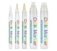 5 pennarelli a gesso a base d'acqua, colore bianco, per vetri delle finestre