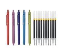 5 penne a inchiostro gel con punta retrattile da 0,42 mm, con 10 ricariche, ad asciugatura rapida, per scrivere appunti, esami, strumento di scrittura per studenti