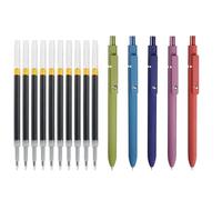 5 penne a inchiostro gel, punta da 0,42 mm, penna gel retrattile, con 10 ricariche, ad asciugatura rapida, per scrivere appunti, prendere appunti, per studenti