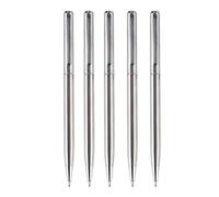 5 penne a sfera in metallo per firma regalo aziendale nero/blu Twist per aprire/chiudere per ufficio, hotel, reception, scrittura liscia